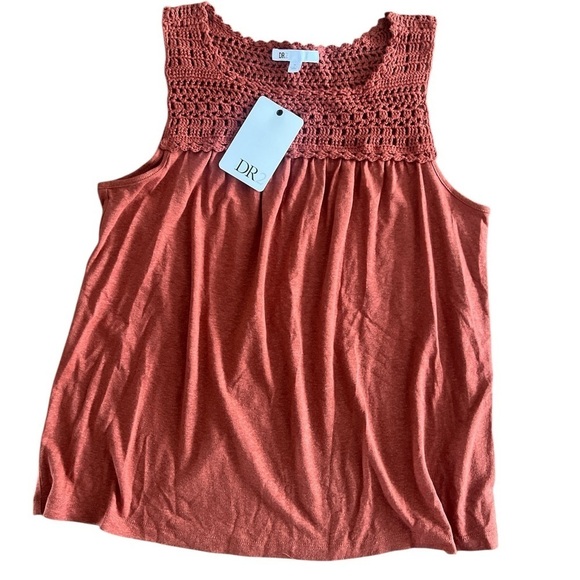 DR2 Tops - DR2 Orange Smocked Sleeveless Tank Top